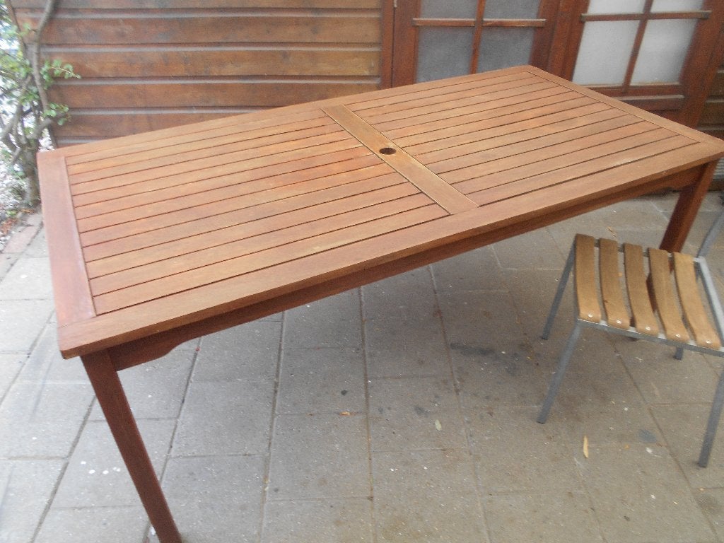leuke rustieke tuintafel BR.D,H. 180x90x76cm in nette staat., Ophalen, Gebruikt, Rechthoekig, Teakhout