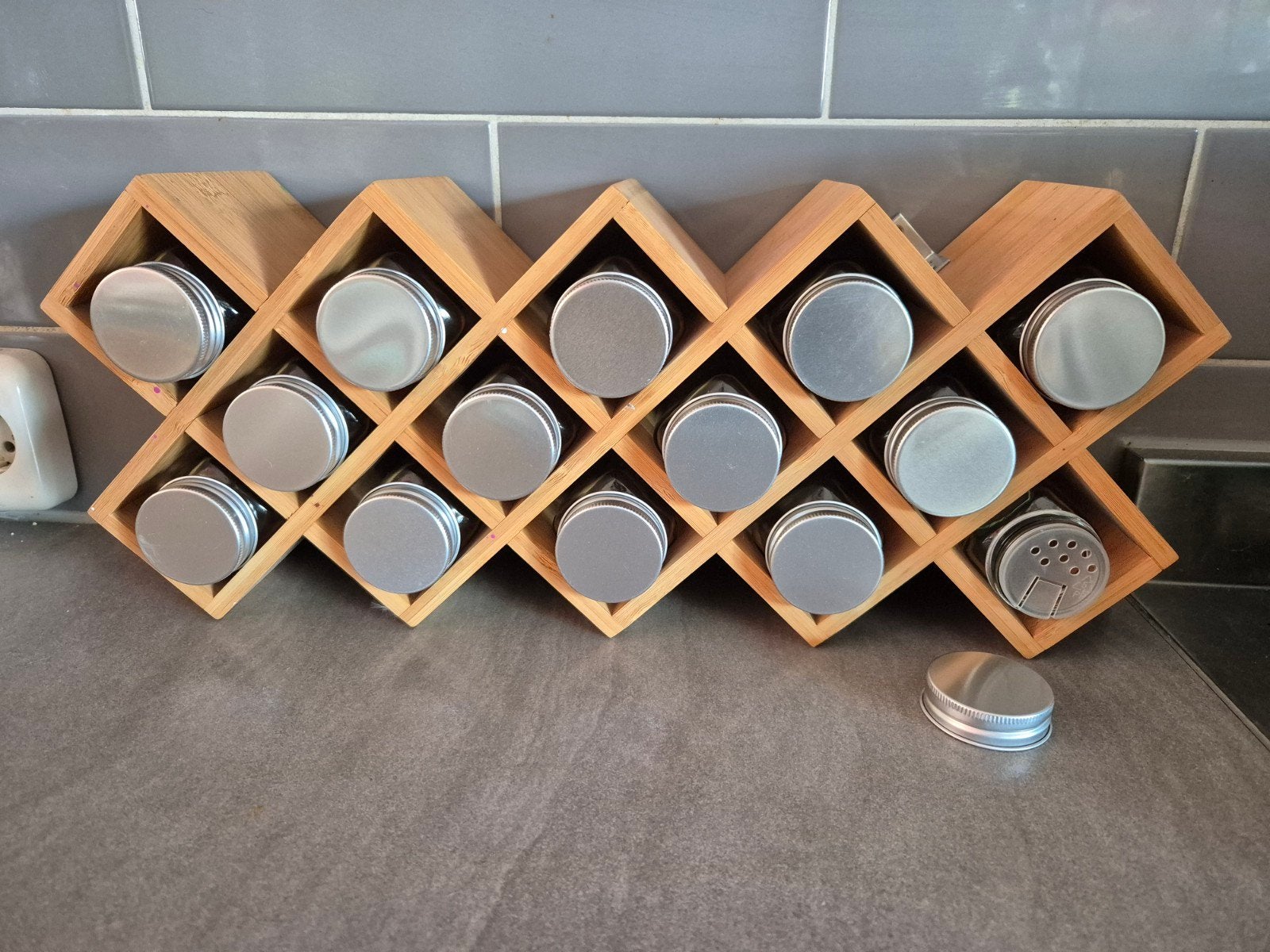 Houten kruidenrek met 14 potjes - staand of hangend, Ophalen of Verzenden