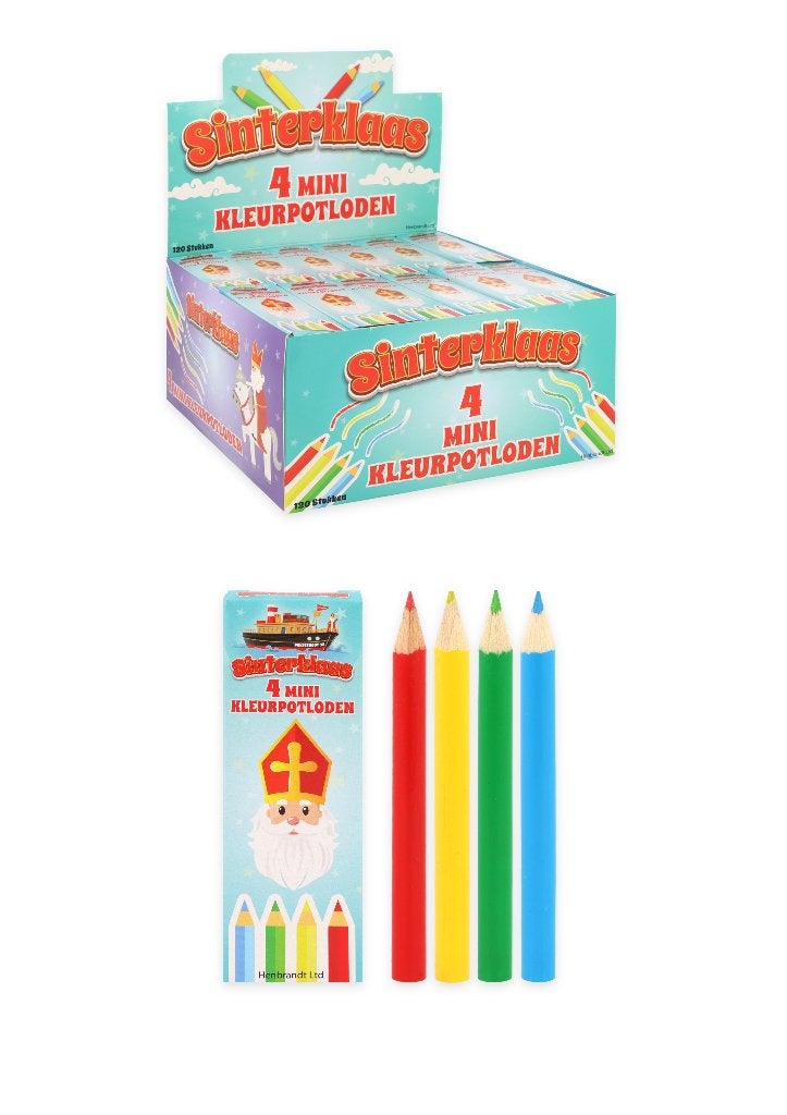 PARTIJ MINI SINTERKLAAS KLEURPOTLOODJES 4PCS, Diversen, ., Nieuw, Ophalen of Verzenden, .
