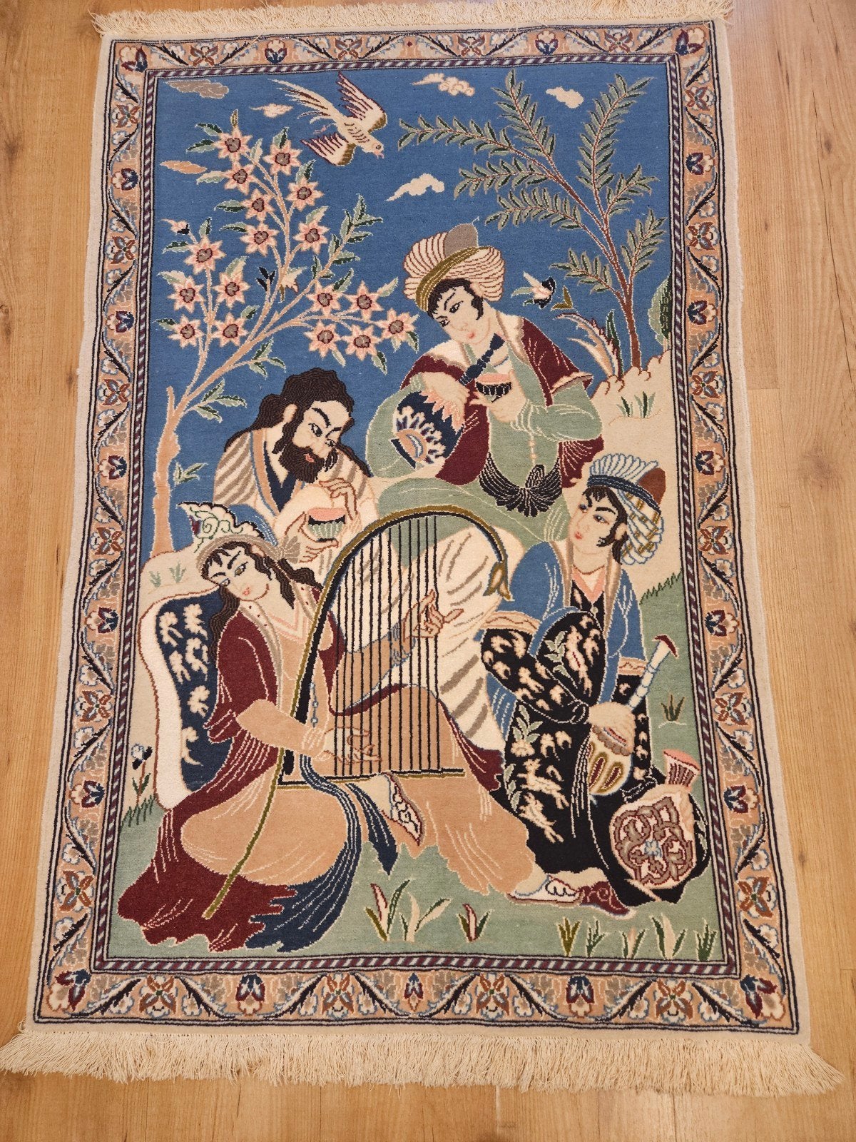 Vintage handgeknoopt perzisch tapijt nain 140x90