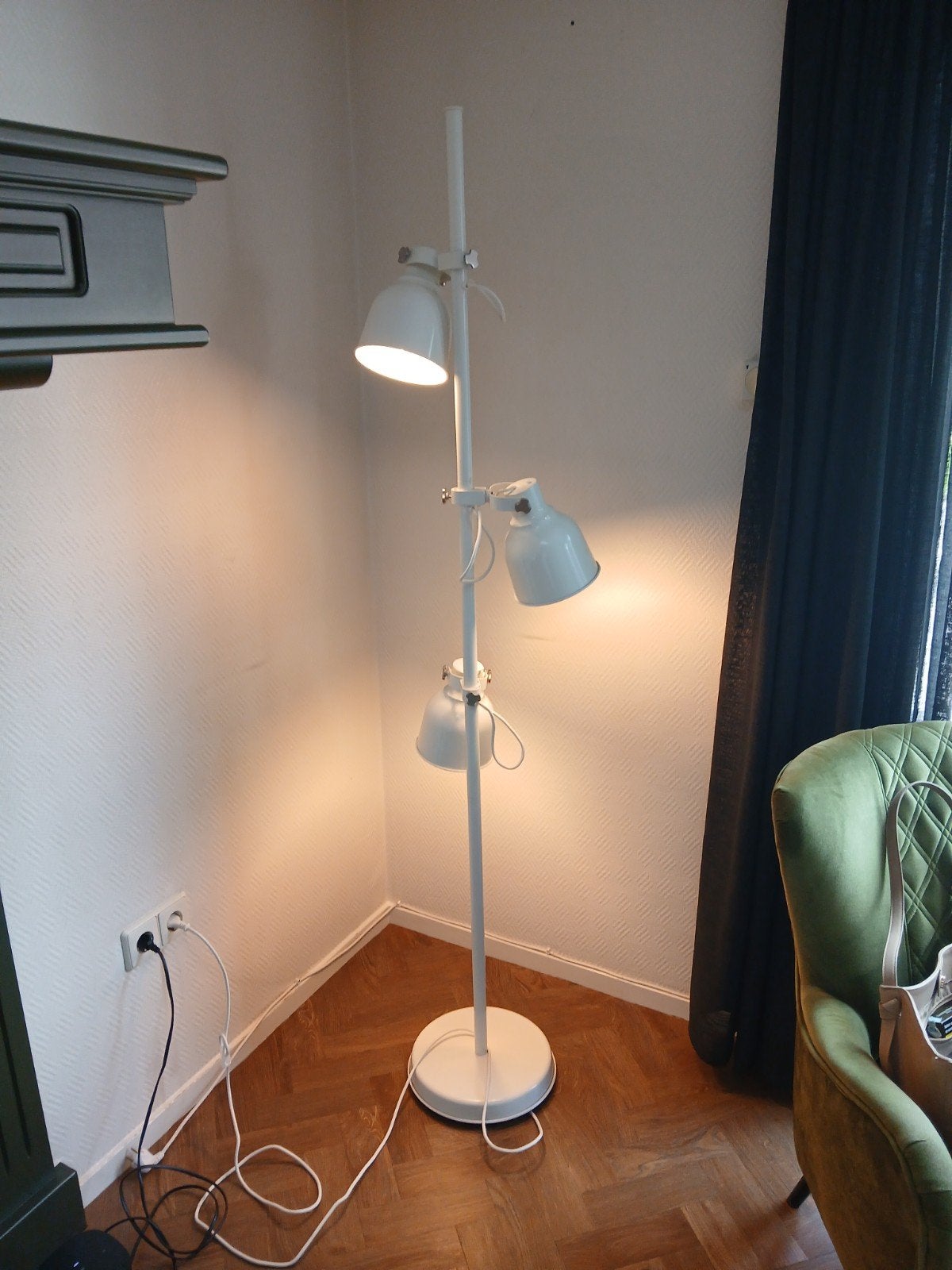 Prachtige en stevige vloerlamp met 3 lichtpunten, Ophalen, Gebruikt, E14 (klein), Metaal