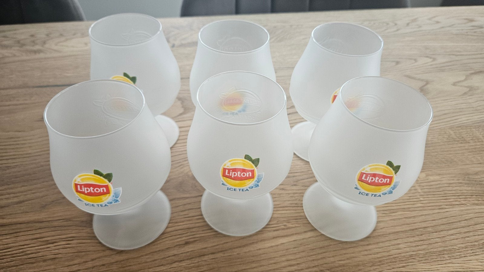 Set van 6 Lipton Ice Tea glazen, Ophalen of Verzenden, Zo goed als nieuw, Wit, Overige merken