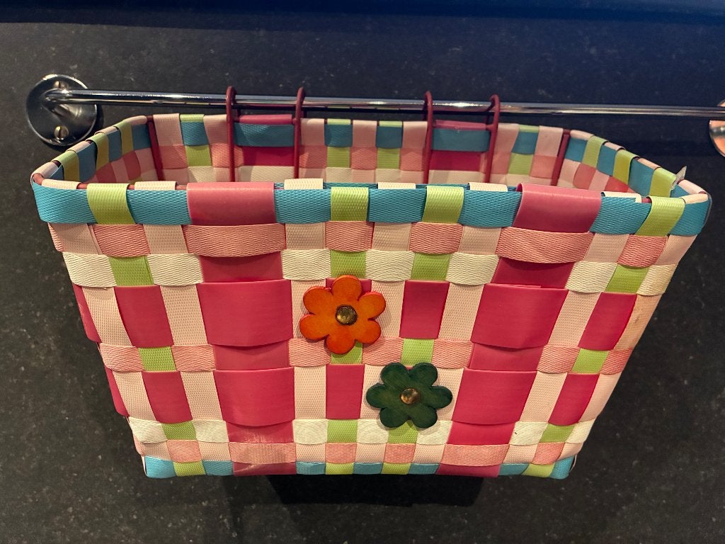 Fietsmand met bloemen voor kinderfiets, Ophalen, Zo goed als nieuw, Fietsmand, Onbekend