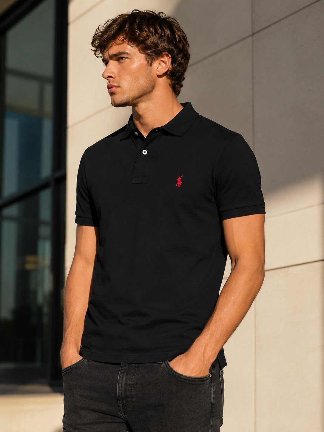 Originele Zwarte Ralph Lauren Polo met Rood Paard, Verzenden, Nieuw, Maat 48/50 (M), Zwart