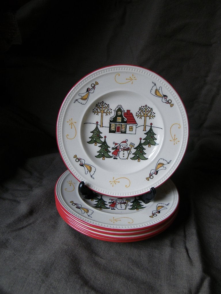 Wedgwood WINDSOR KERST  Gebaksbordjes Ø 16 cm en puntgaaf, Huis en Inrichting, Ophalen of Verzenden, Zo goed als nieuw, Bord(en)