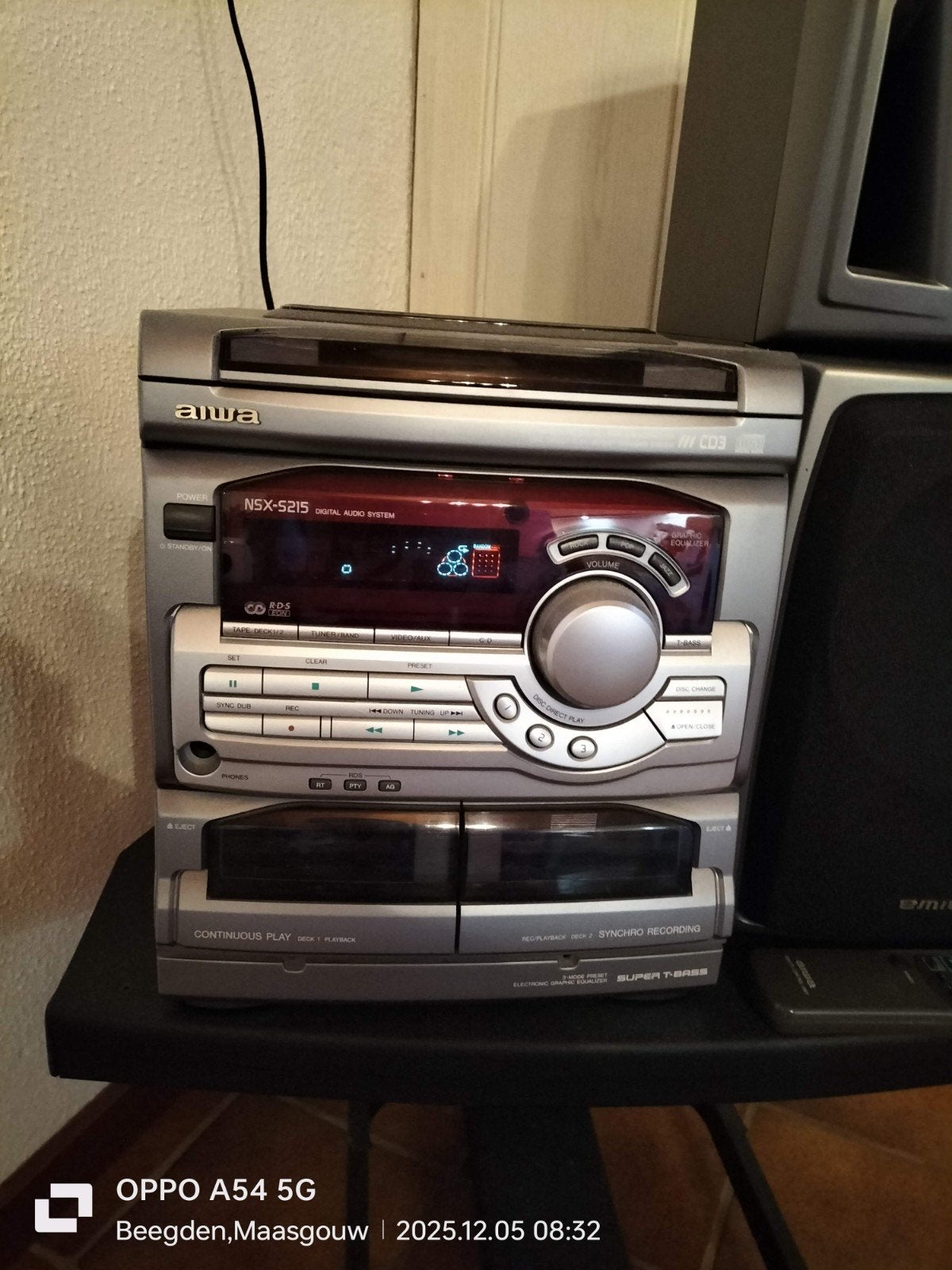 Aiwa NSX-S215 Stereo Set met CD-speler en Cassettedeck, Gebruikt, Tuner of Radio, Microset, Ophalen