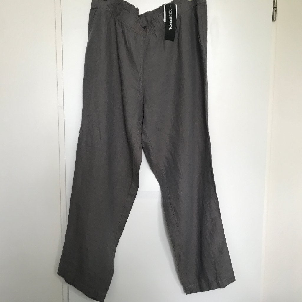 Doris Streich linnen broek grijs met gouden gloed Maat 50, Overige kleuren, Verzenden, Maat 46/48 (XL) of groter, Zo goed als nieuw
