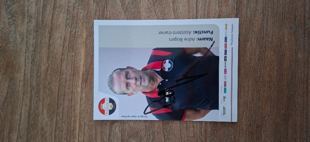 Spelerskaart met handtekening; Adrie Bogers # Willem II, Ophalen of Verzenden, Nieuw, Willem II, Spelerskaart