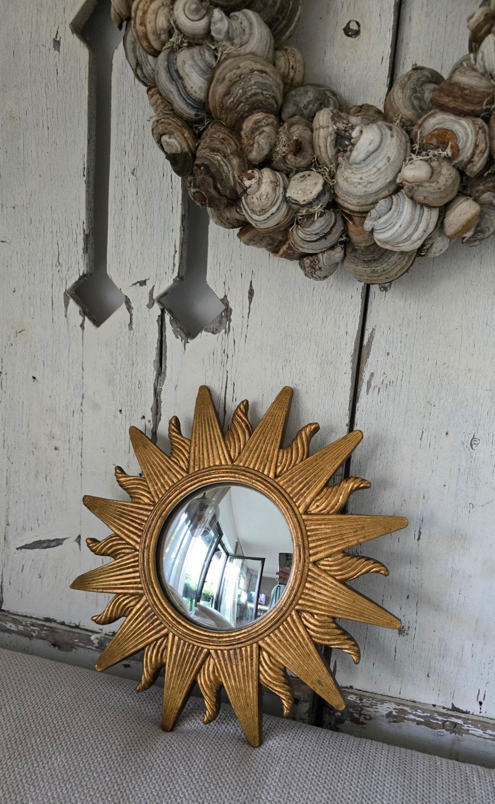 Sunburst- Gouden Zon Spiegel - Vintage Stijl, Huis en Inrichting, Woonaccessoires | Spiegels, Minder dan 50 cm, Gebruikt, Verzenden