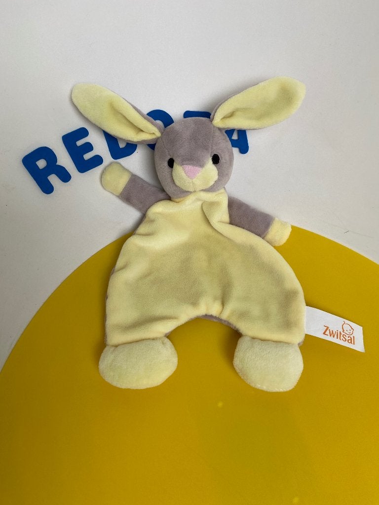 K2556 zwitsal konijn konijntje geel grijs, Kinderen en Baby's, Speelgoed | Knuffels en Pluche, Ophalen of Verzenden, Zo goed als nieuw