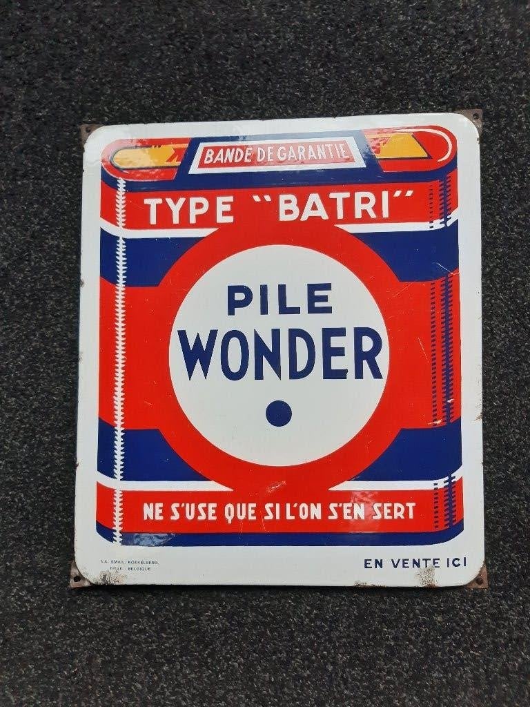 orgineel 50 tiger jaren emaille reclame bord batterijen, Ophalen of Verzenden