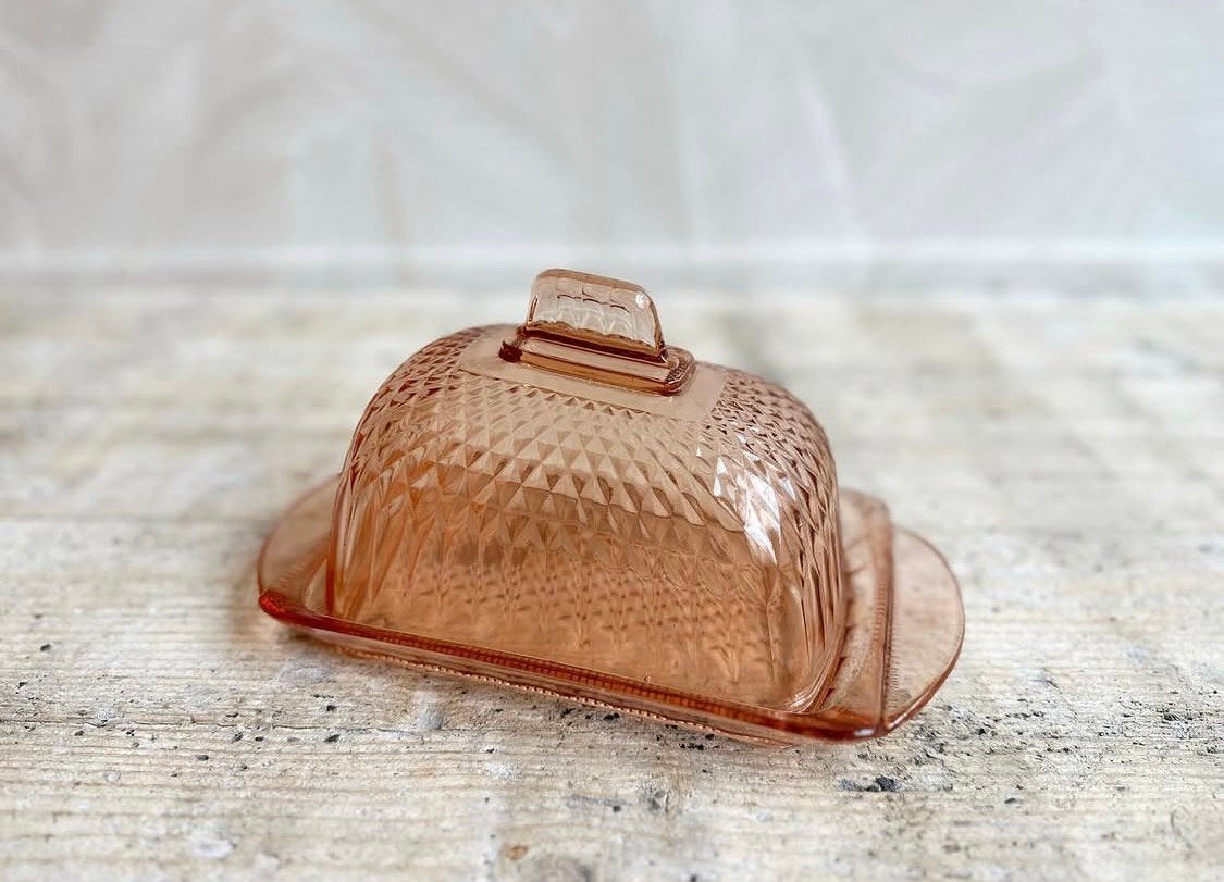 Vintage/ art deco roze / oranje kaasstolp, Ophalen of Verzenden