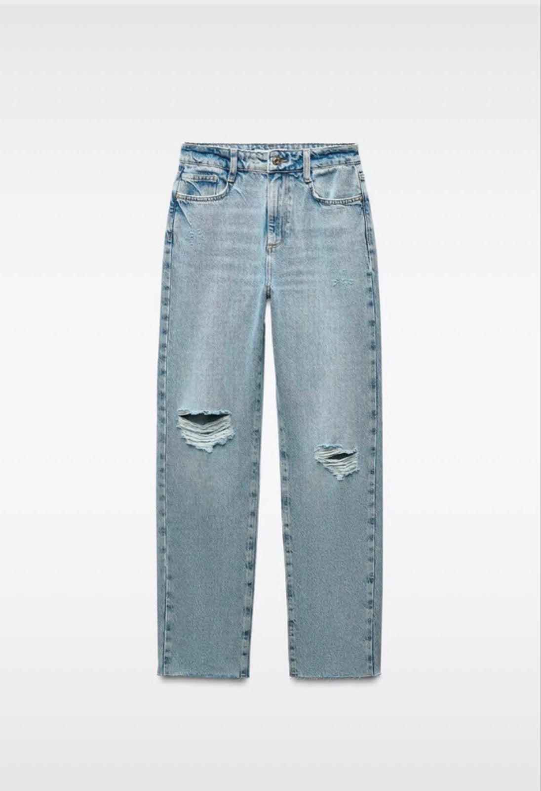 Zara wide leg jeans met scheuren, Ophalen of Verzenden, Zo goed als nieuw, Blauw, W27 (confectie 34) of kleiner