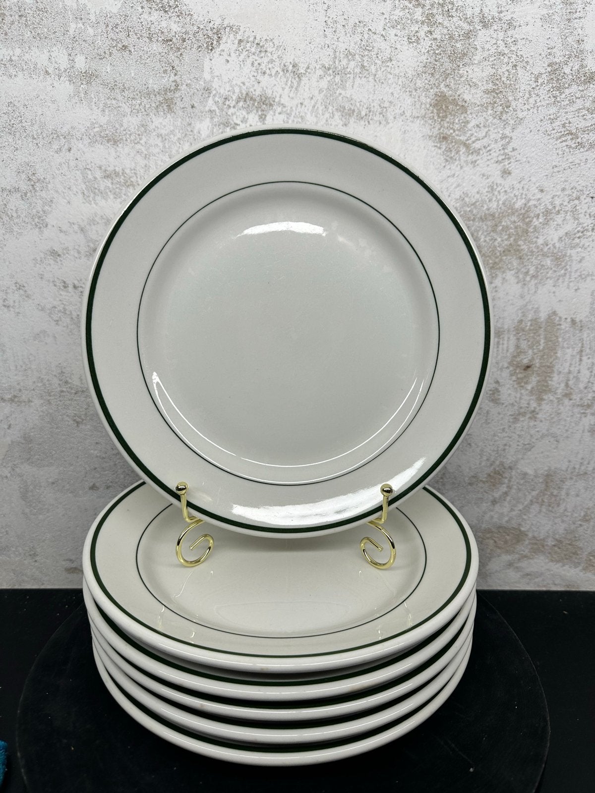 6x Vintage Shenango China Dinerborden – Groene Bies (1930-19, Verzenden