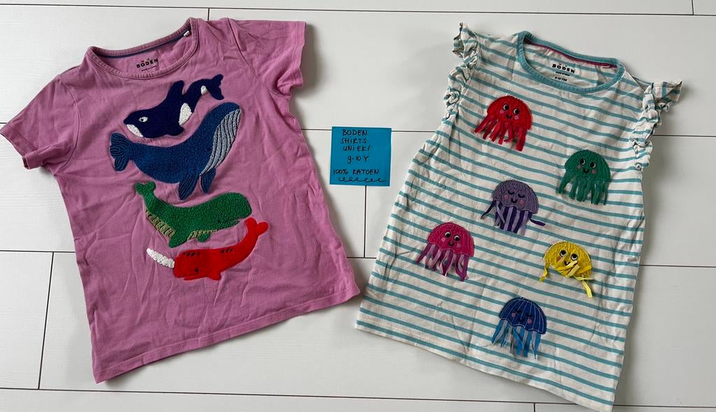 Unieke t-shirts merk Boden 9-10Y ongeveer 134/140, Ophalen of Verzenden, Gebruikt, Meisje, Shirt of Longsleeve