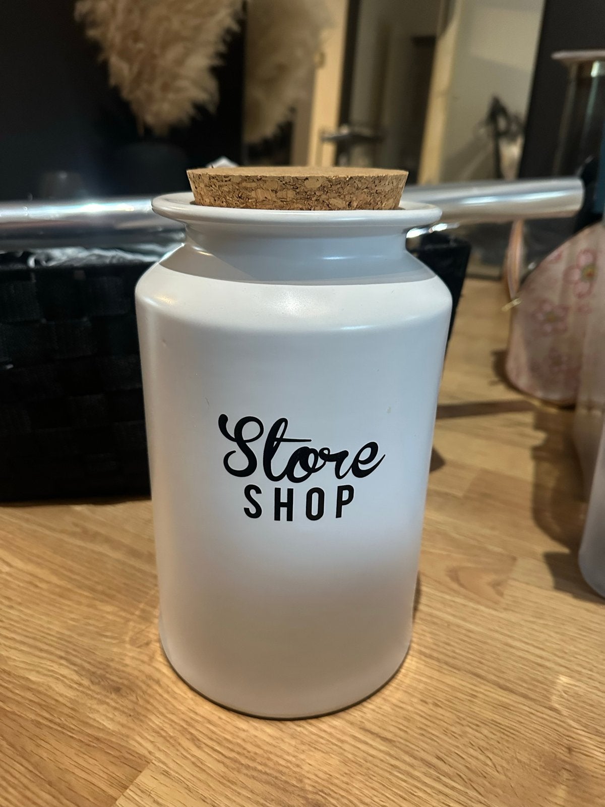 Riviera Maison Store Shop voorraadpot, Huis en Inrichting, Ophalen, Wit, Steen/keramiek, Landelijk
