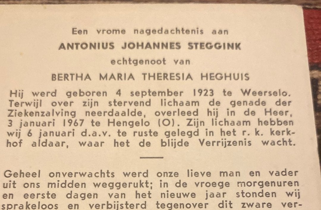 AJ Steggink x Heghuis 1923 Weerselo 1967 Hengelo, Ophalen of Verzenden