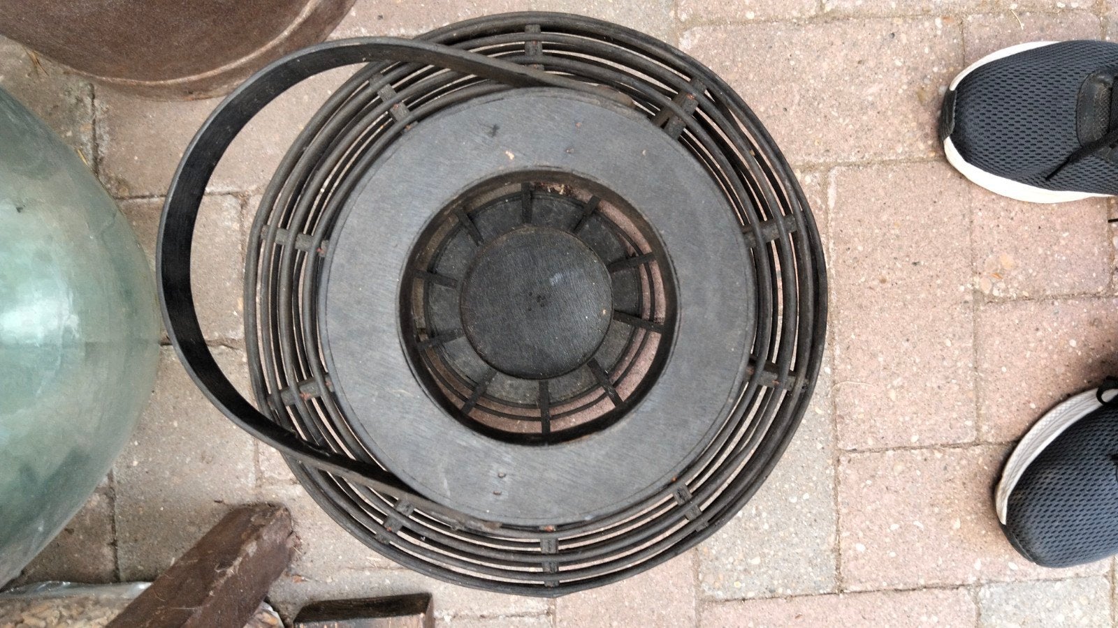 Brocante grote zwarte windlicht, Overige materialen, Windlicht, Gebruikt, .