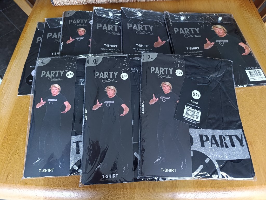 Zwarte Party T-shirts maat XL 9 stuks, Ophalen of Verzenden, Nieuw, Maat 56/58 (XL), Zwart