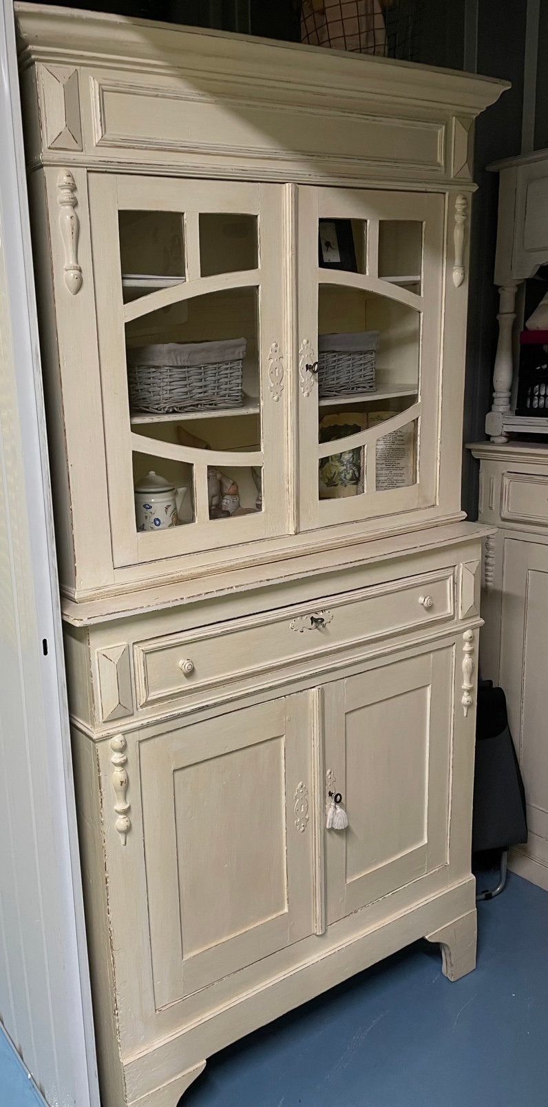 Oude brocante servieskast,  buffetkast, Ophalen, Gebruikt, 100 tot 150 cm, 150 tot 200 cm