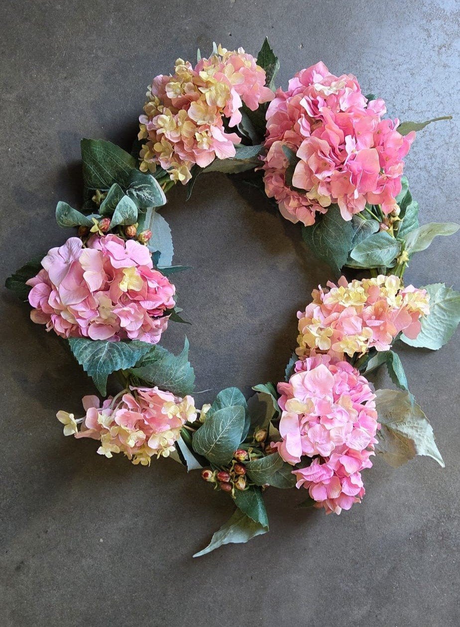 leuke roze hortensia krans kunstplanten!, Huis en Inrichting, Ophalen of Verzenden