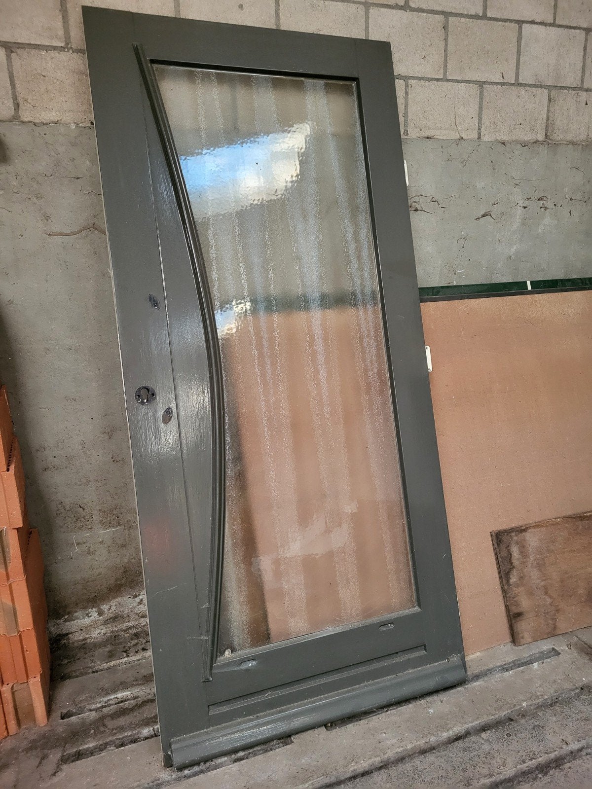Hardhouten voordeur 206 x 99,5 x 5 cm met glas, Ophalen, Gebruikt, 80 tot 100 cm, Buitendeur