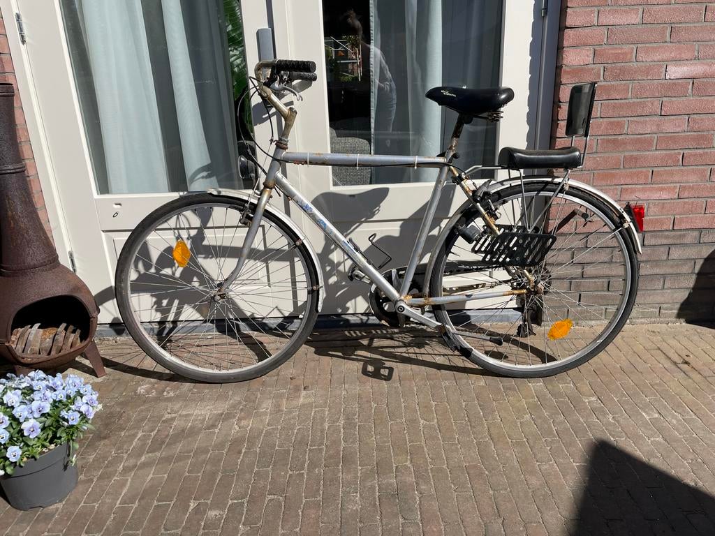Stadsfiets met kinderzitje en voetsteunen, Gebruikt, Versnellingen, 49 tot 53 cm, Schijfrem