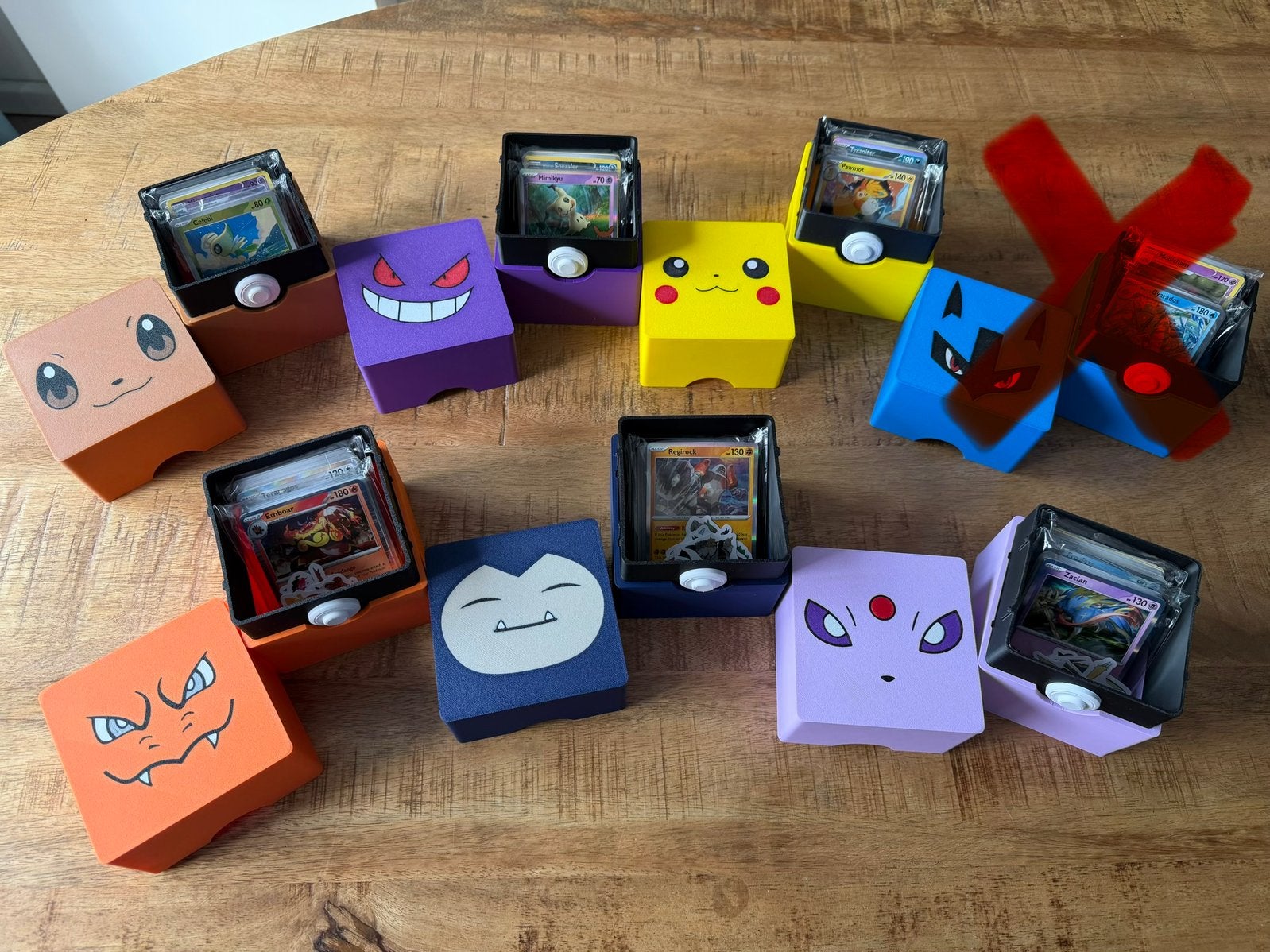 Eevee Gengar Pikachu Charizard Snorlax Espeon deck box set, Ophalen of Verzenden, Nieuw, Meerdere kaarten, Foil