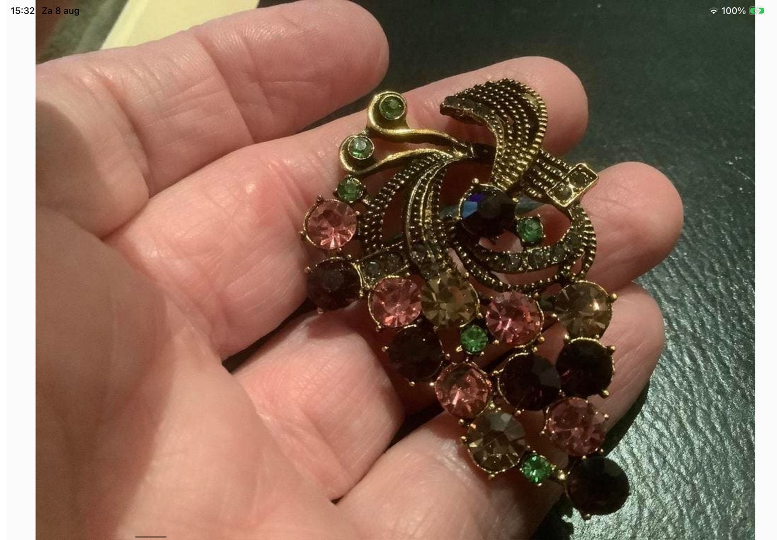 Prachtige vintage broche met kristallen, Sieraden, Tassen en Uiterlijk, Overige materialen, Met strass, Verzenden, Zo goed als nieuw