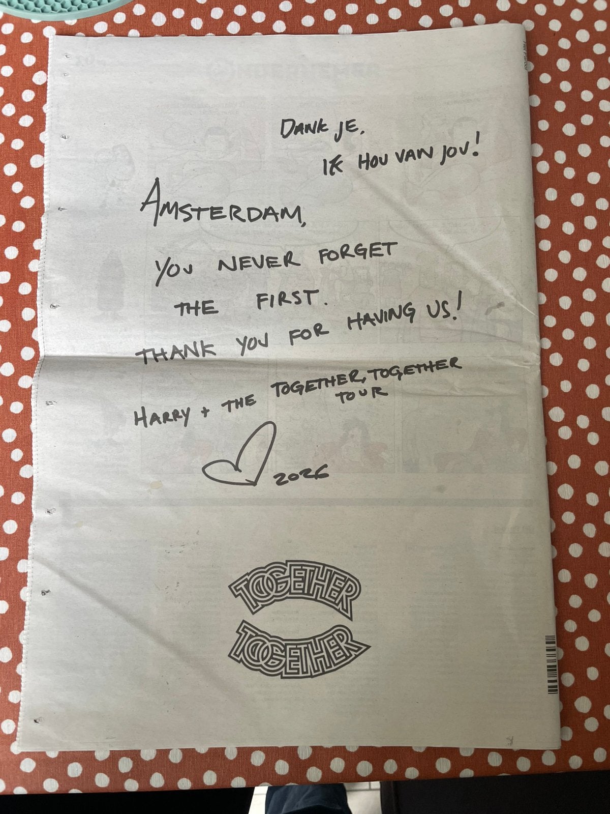 Het parool met Harry Styles bedankt, Boeken, Tijdschriften en Kranten, Ophalen of Verzenden, Zo goed als nieuw, Muziek, Film of Tv