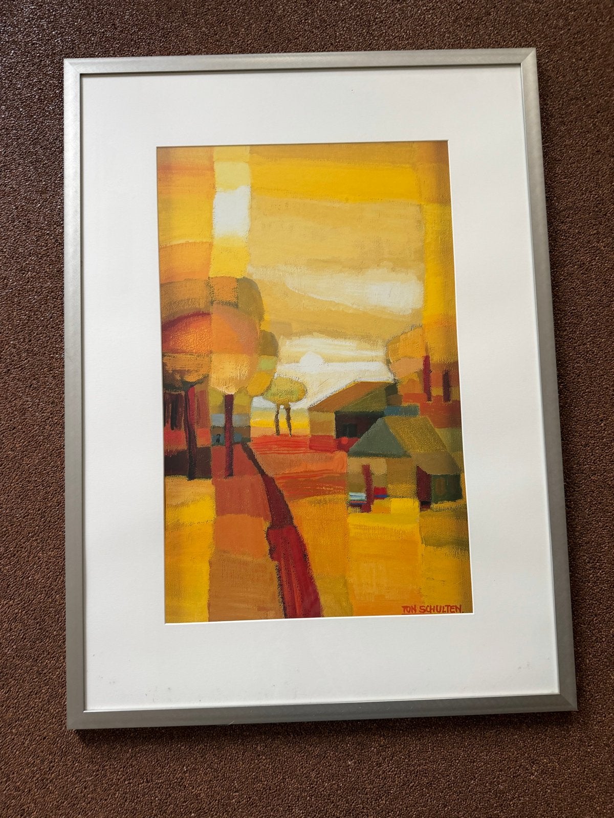 Ton Schulten print in zilverkleurige lijst (ca. 70x100 cm), Ophalen