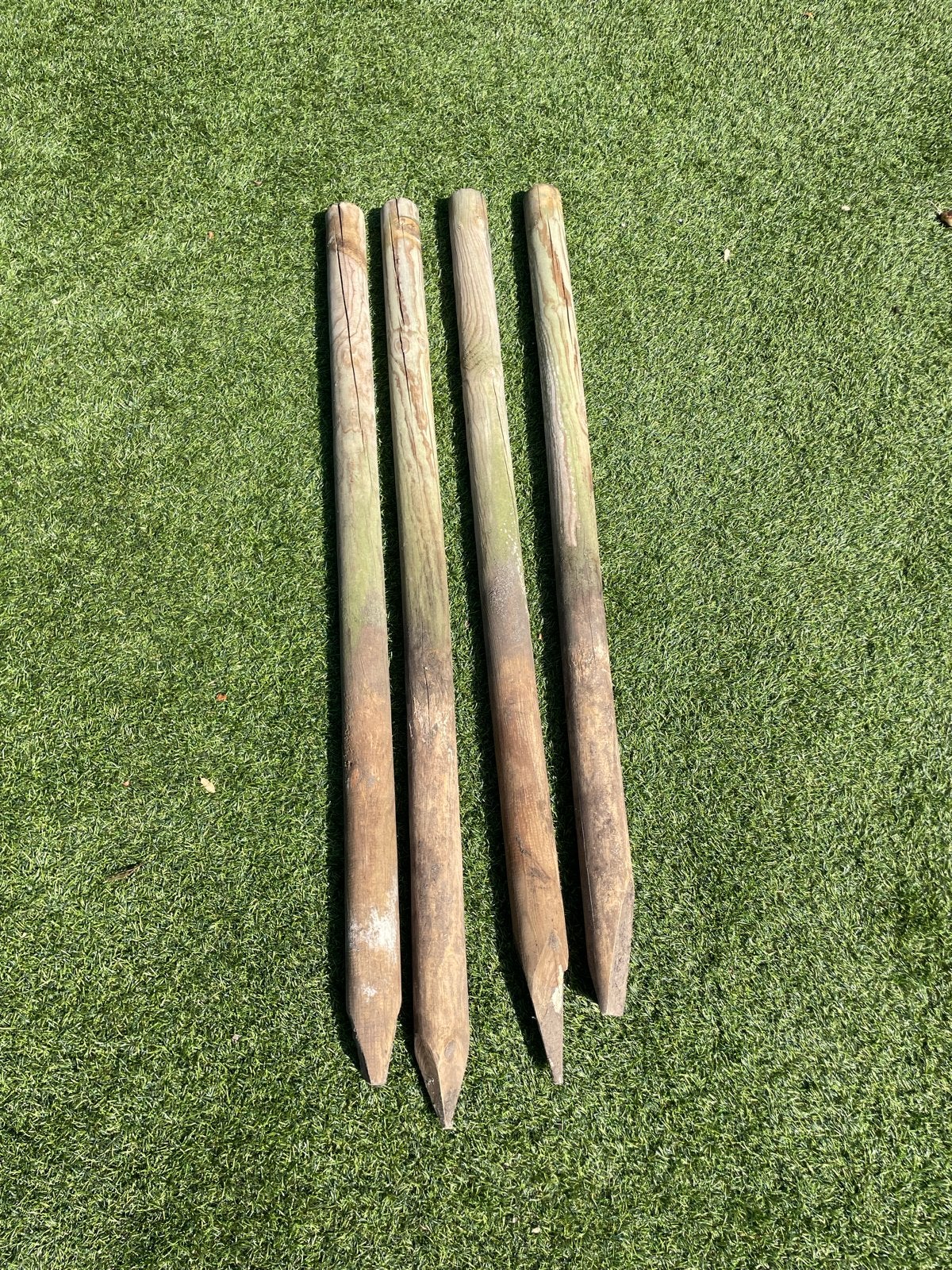 4 gebruikte houten palen - 130 cm - voor diverse projecten, Tuin en Terras, Ophalen, Gebruikt, Minder dan 180 cm, Palen