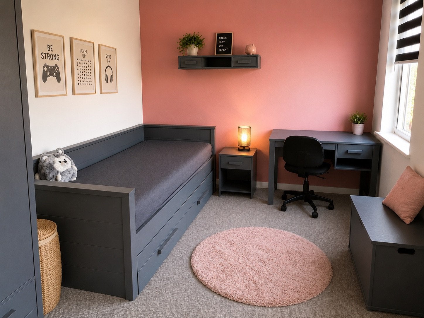 WOOOD Dennis complete kamer staalgrijs, Ophalen, Zo goed als nieuw, Jongetje of Meisje