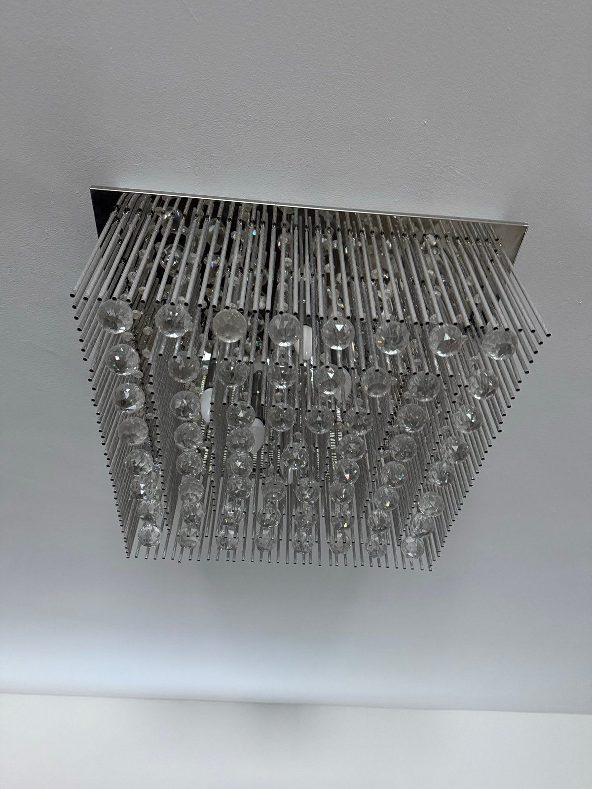 Luxe kristallen plafondlamp - Modern design, Ophalen, Zilver, Modern, Plafondlamp
