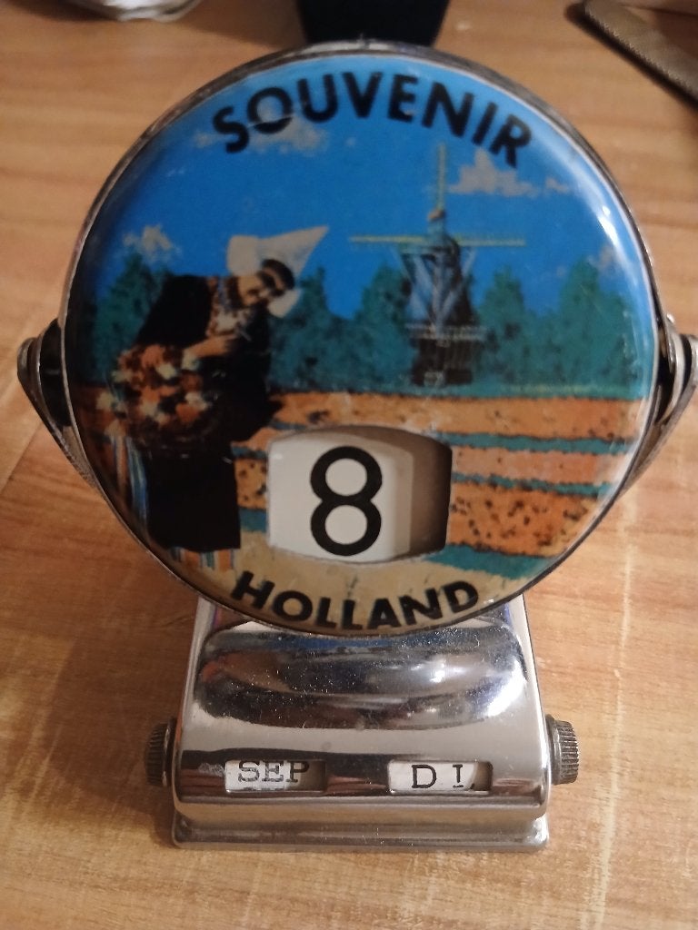 Vintage 1950s Mechanical Desk Calendar - Holland Souvenir, Antiek en Kunst, Ophalen of Verzenden