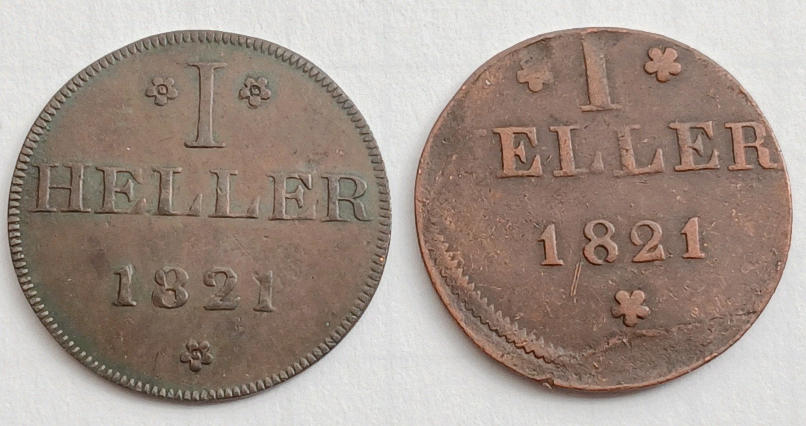 1 Heller 1821 Frankfurt Oude Antieke Munt Misslag Off-Center, Ophalen of Verzenden, Duitsland