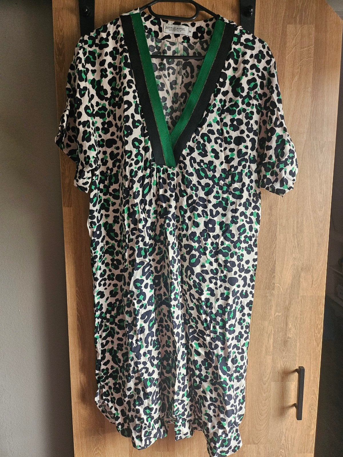 Summum Woman jurk met luipaardprint en groene accenten, Summum Woman, Meerkleurig, Ophalen of Verzenden, Zo goed als nieuw