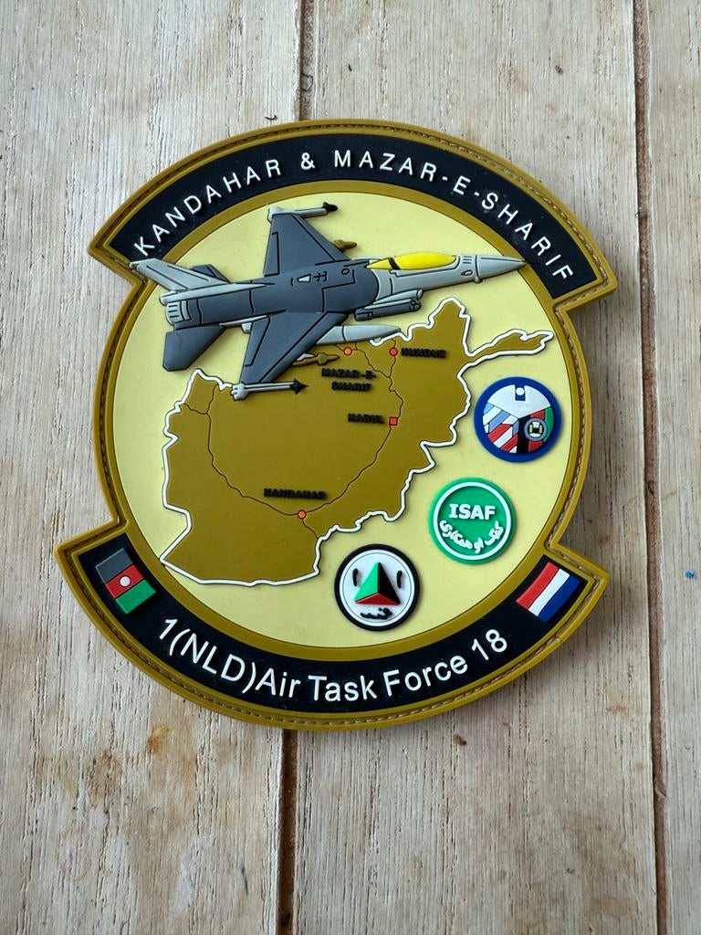 Patch badge f-16 det. Isaf ATF afghanistan pvc, Verzenden, Zo goed als nieuw, Patch, Badge of Embleem