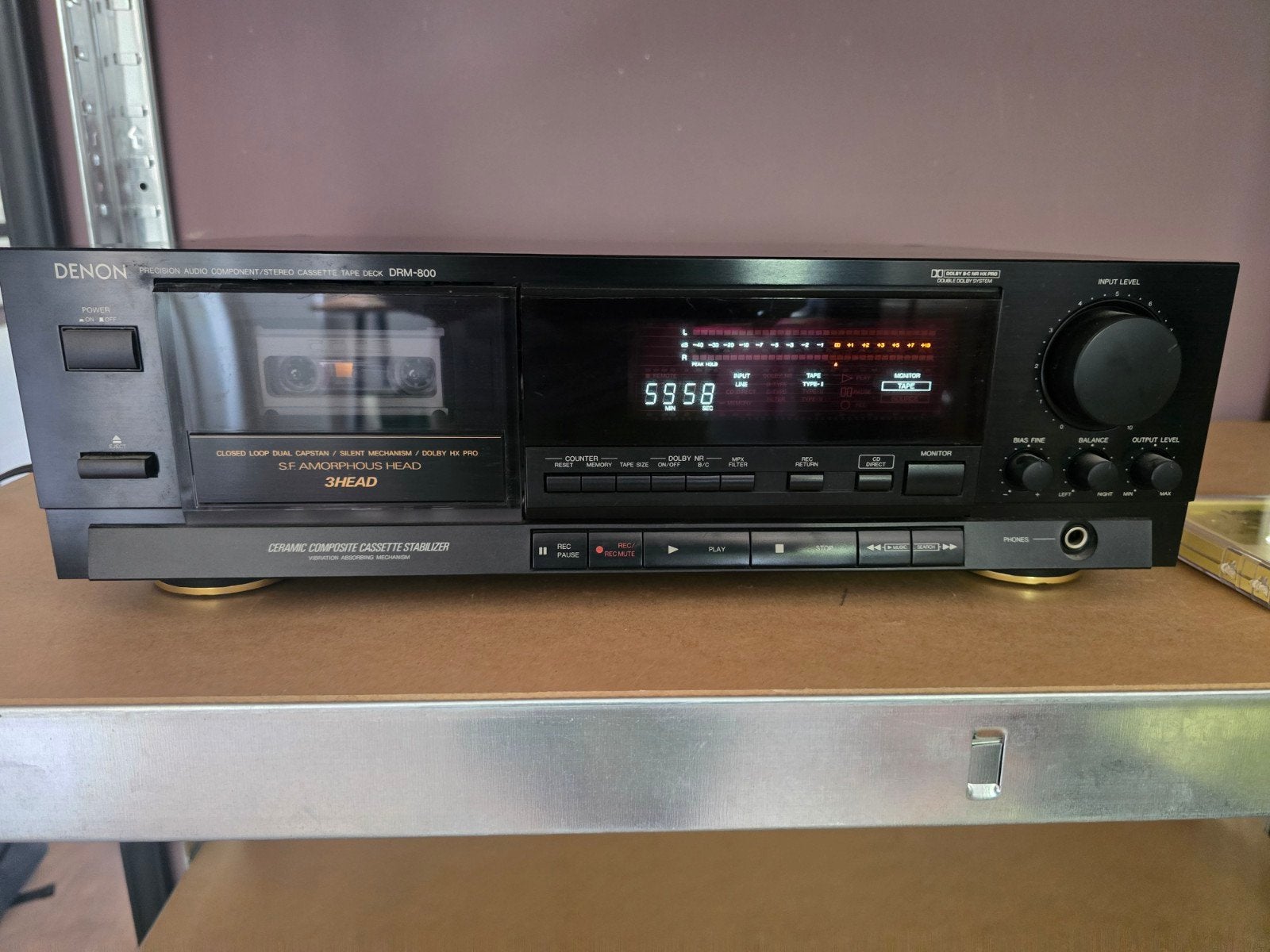 Denon DRM-800 Cassettedeck - Hoogwaardige 3-Kops Deck, Ophalen, Enkel, Denon, Tiptoetsen