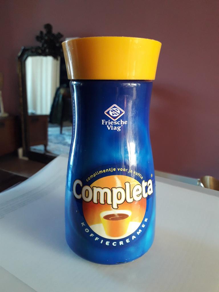 Vintage Completa melkpoeder pot - Friesche Vlag, Ophalen of Verzenden, Zo goed als nieuw