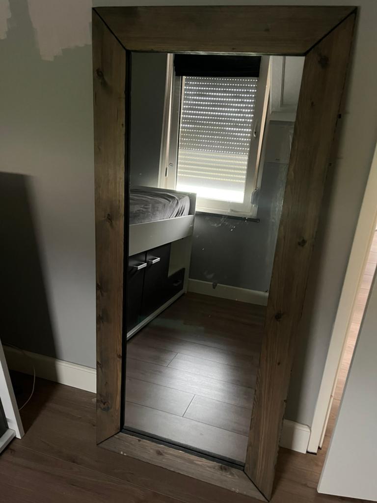 Houten spiegel, Huis en Inrichting, Woonaccessoires | Spiegels, Ophalen, Minder dan 50 cm, Gebruikt, Minder dan 100 cm