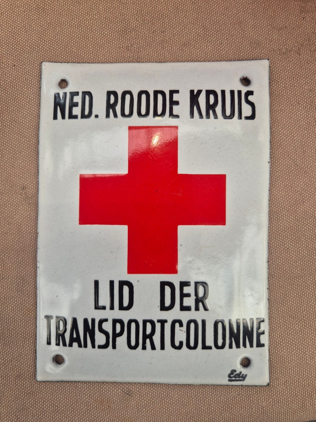 Emaille bordje Rode Kruis (Edy) - Lid Transportcolonne, Antiek en Kunst, Ophalen of Verzenden
