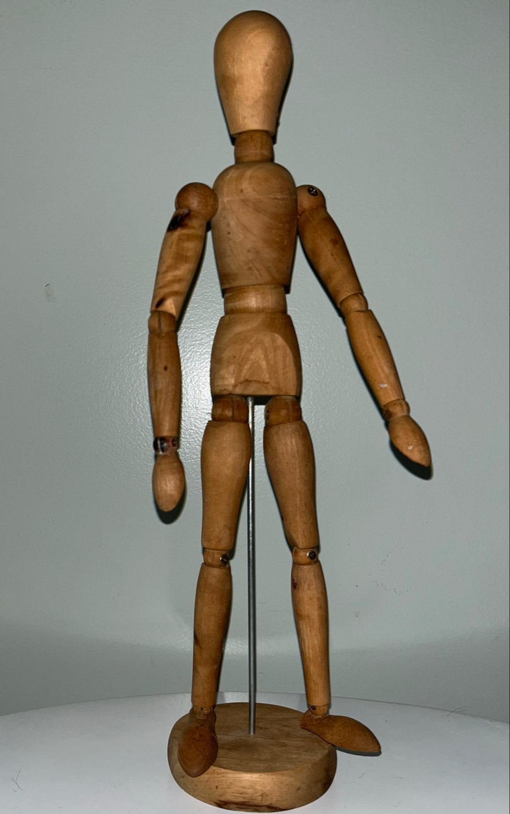 Houten tekenpop/ledematenpop op standaard, Antiek en Kunst, Ophalen of Verzenden, Handgemaakt, 20 - 50 cm, Beeld