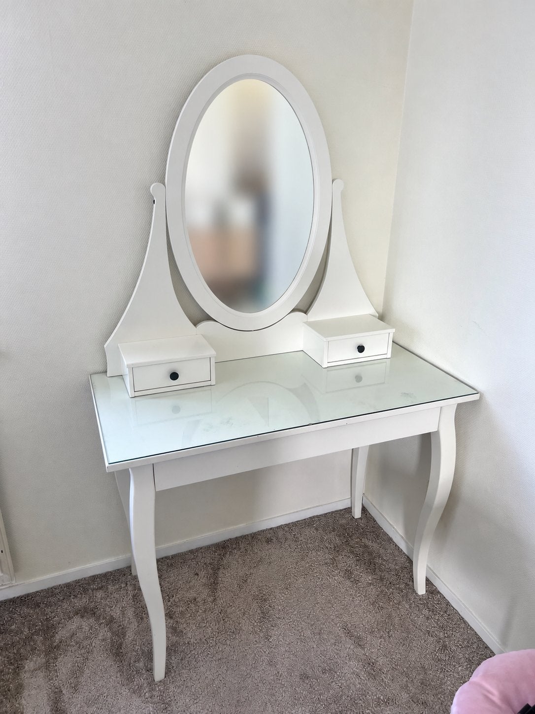 IKEA HEMNES kaptafel met spiegel – wit, Huis en Inrichting, Ophalen, Gebruikt, 50 tot 100 cm, 100 tot 150 cm
