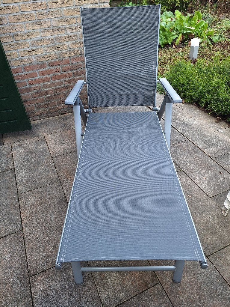 5 standen ligstoel, Ophalen, Zo goed als nieuw, Aluminium, Inklapbaar