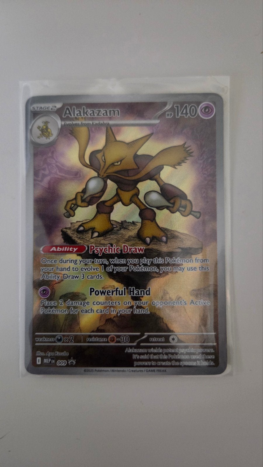 Alakazam Pokémon Kaart MEP 009, Ophalen of Verzenden, Zo goed als nieuw, Losse kaart