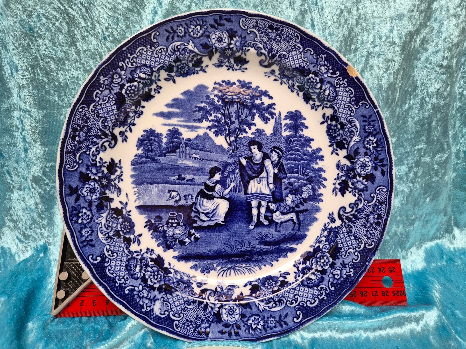 Antiek Delfts Blauw Bord met Pastorale Scène, Antiek en Kunst, Ophalen of Verzenden