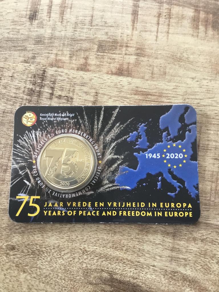 België coincard 2,5 euro 75 jaar vrede en vrijheid, Verzenden, België, 2 euro, Losse munt