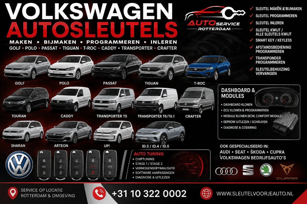 VOLKSWAGEN AUTOSLEUTEL MAKEN & INLEREN  VW SPECIALIST, Ophalen of Verzenden, Nieuw, Overige automerken
