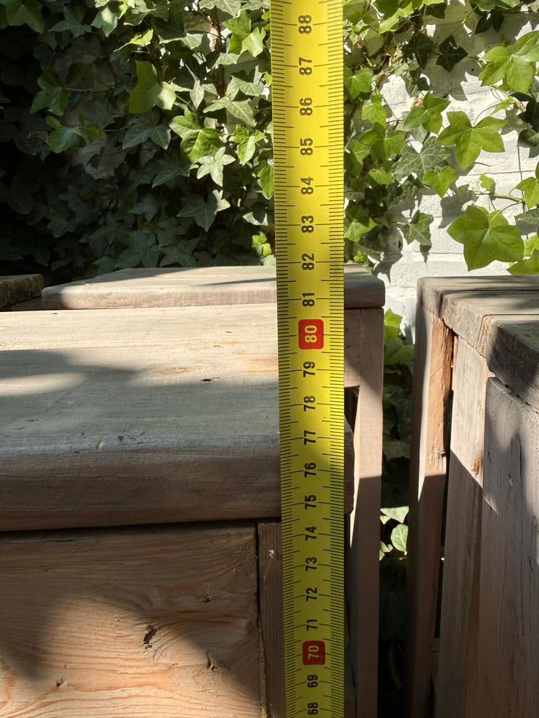6 Steigerhouten barkrukken voor buiten - 77 cm hoog, Ophalen, Gebruikt, Hout